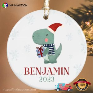 Personalized Christmas Dinosaur Kids Name Ornament