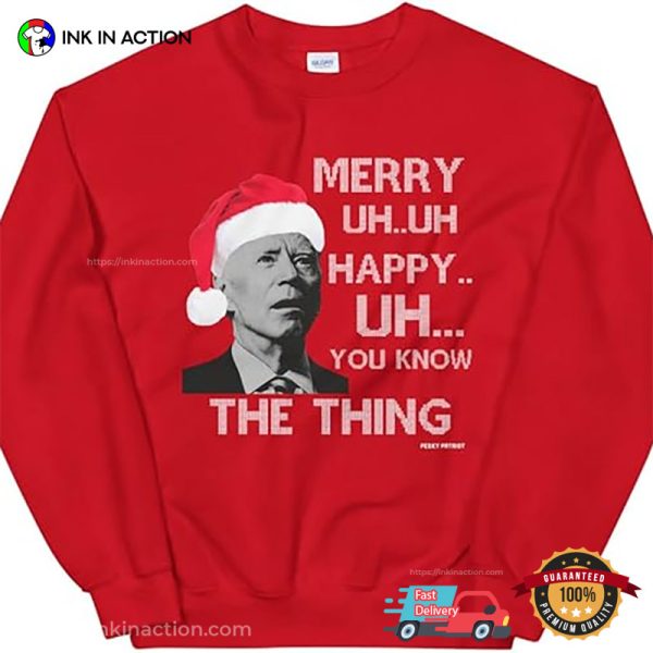 Pesky Patriot Joe Biden Merry UH UH Ugly Christmas Sweater