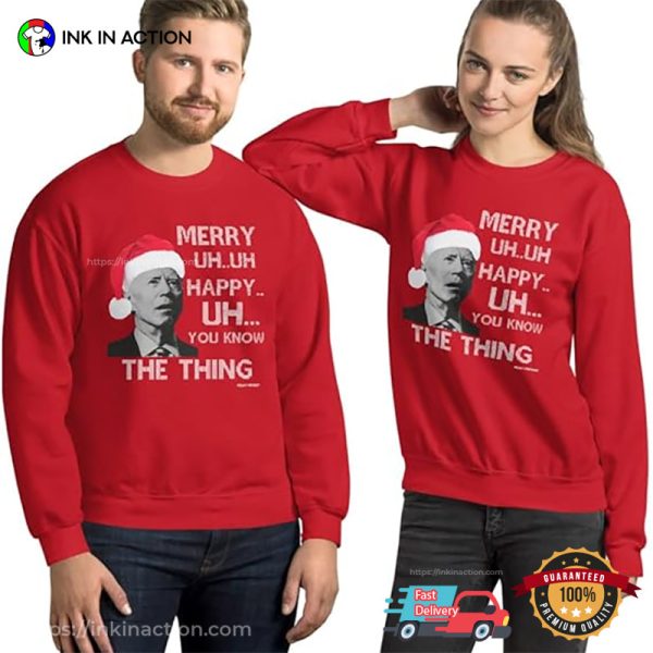 Pesky Patriot Joe Biden Merry UH UH Ugly Christmas Sweater