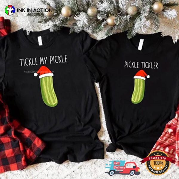 Pickle Christmas Funny Couple Matching T-shirt