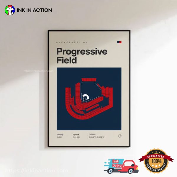 Progressive Field Stadium Cleveland Baseball Poster