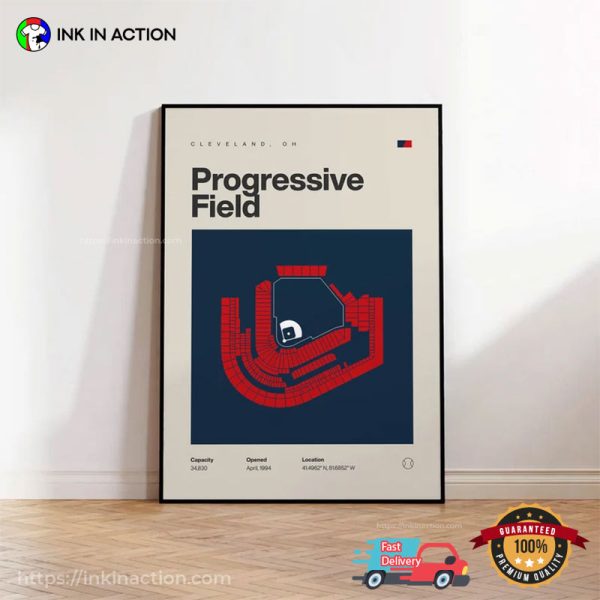 Progressive Field Stadium Cleveland Baseball Poster