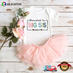 Promoted To Big Sister 2024 Cute Announcement Comfort Colors Shirt 3