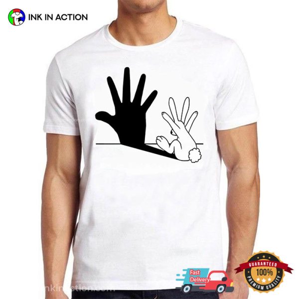 Rabbit Hand Shadow Art Funny Meme T-shirts