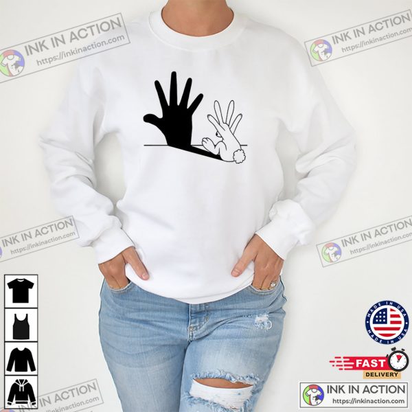 Rabbit Hand Shadow Art Funny Meme T-shirts