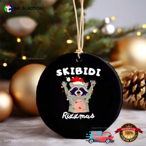 Raccoon Skibidi Rizzmas 2024 Funny Christmas Ornament