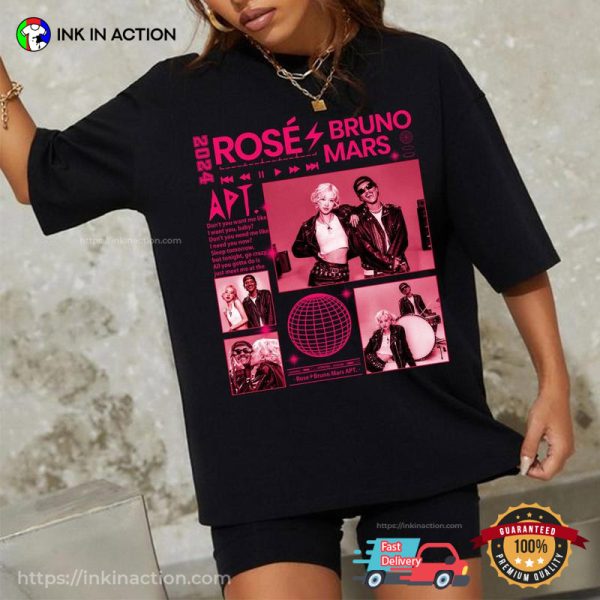 Retro Rose Bruno Mars APT Graphic T-shirt