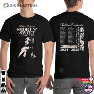 Sabrina Carpenter Short N Sweet Live On Tour 2024-2025 Schedules T-shirt