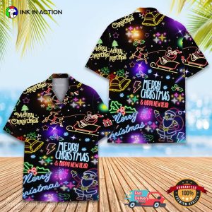 Santa Claus Vibrant Neon Christmas Hawaiian Shirt