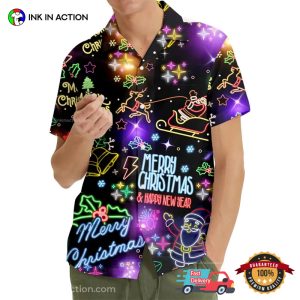 Santa Claus Vibrant Neon Christmas Hawaiian Shirt