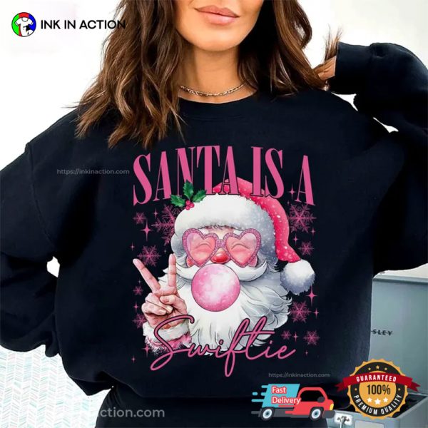 Santa Is A Swiftie Pink Christmas Shirt