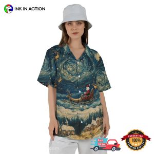 Santa Starry Night Van Gogh Hawaiian Shirt