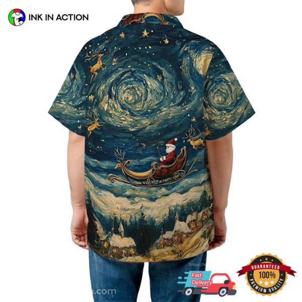 Santa Starry Night Van Gogh Hawaiian Shirt