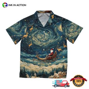 Santa Starry Night Van Gogh Hawaiian Shirt 7