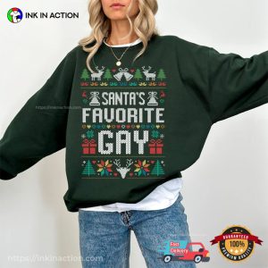 Santa’s Favorite Gay LGBTQ Pixel Ugly Christmas Sweater