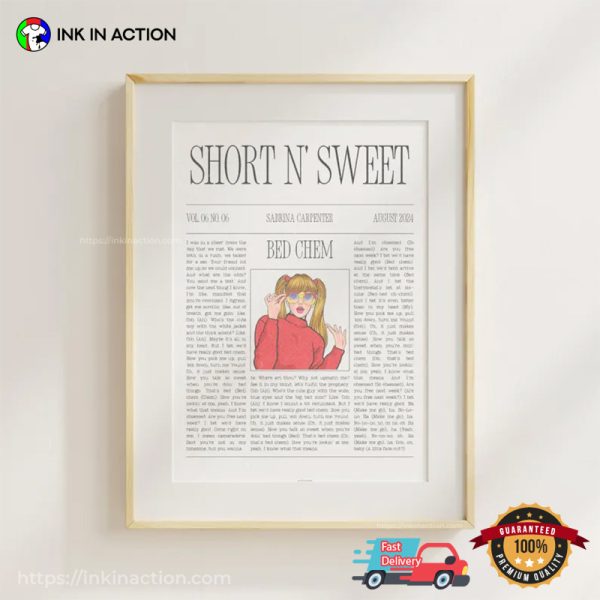 Short N’ Sweet Bed Chem Newspaper Pop Art Poster