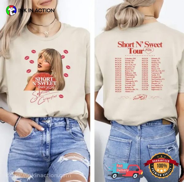 Short N’ Sweet Tour 2024 Vintage Sabrina Carpenter Concert 2 Sided T-shirt