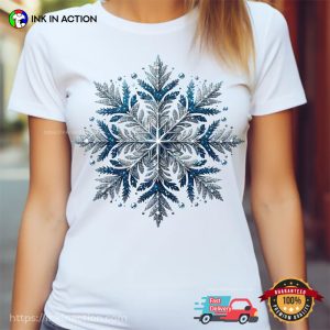 Silver Blue Glitter Snowflake, Happy Winter Solstice T-shirt