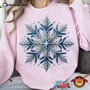 Silver Blue Glitter Snowflake, happy winter solstice T shirt 2