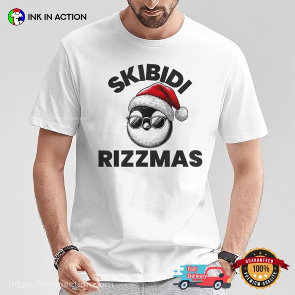 Skibidi Rizzmas Gen Alpha Slang Christmas Penguin T-Shirt