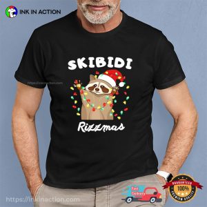 Skibidi Rizzmas Hilarious Christmas Raccoon Bright T-shirt