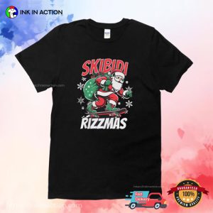 Skibidi Rizzmas Skibidi Christmas Santa Skateboarding Shirt