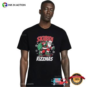 Skibidi Rizzmas Skibidi Christmas Santa skateboarding Shirt 3