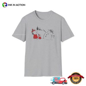 Snoopy Peanuts And Snowman For Merry Christmas Shirt