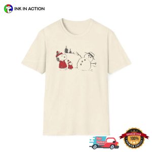 Snoopy Peanuts And Snowman For Merry Christmas Shirt 3