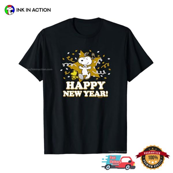 Snoopy And Woodstock Happy New Year Tee