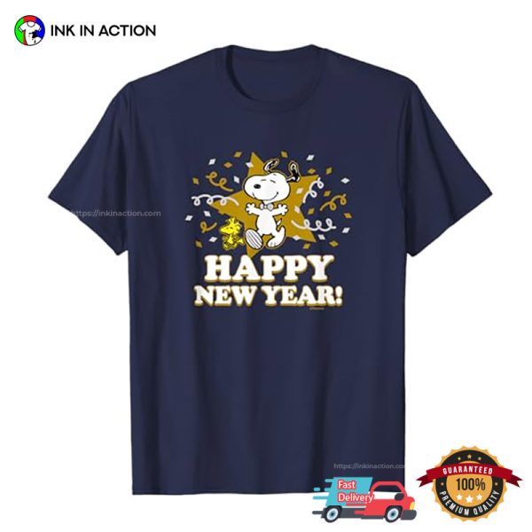 Snoopy And Woodstock Happy New Year Tee