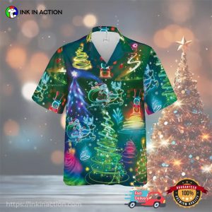 Snowman Neon Merry Christmas Hawaiian Shirt 2