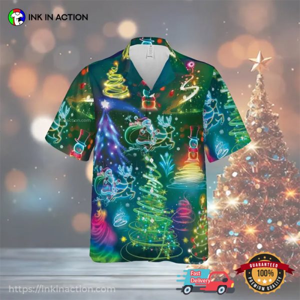 Snowman Neon Merry Christmas Hawaiian Shirt