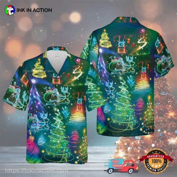 Snowman Neon Merry Christmas Hawaiian Shirt