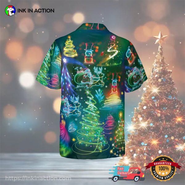 Snowman Neon Merry Christmas Hawaiian Shirt