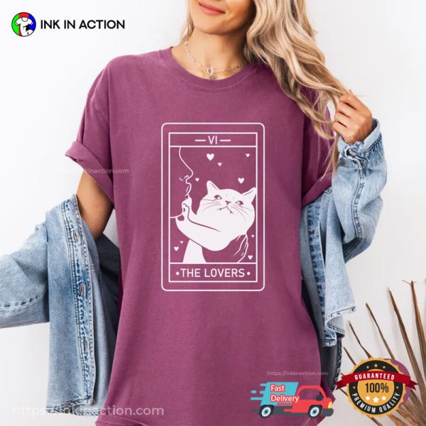 Tarot Cat The Lovers Card Comfort Colors T-shirt