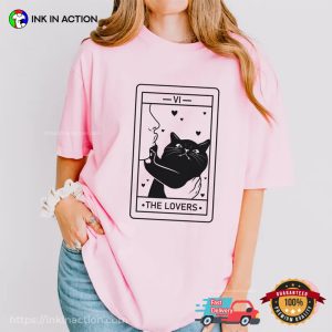 Tarot Cat The Lovers Card Comfort Colors T shirt 3