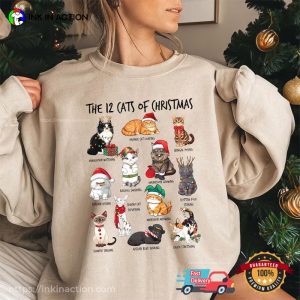 The 12 Cats Of Christmas Adorable Cats T-shirt