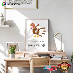 The Cutest Little Turkey At The Table Handprint Art Poster