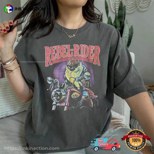 Vintage 1992 Taz Devil Cool Rebel Biker T Shirt