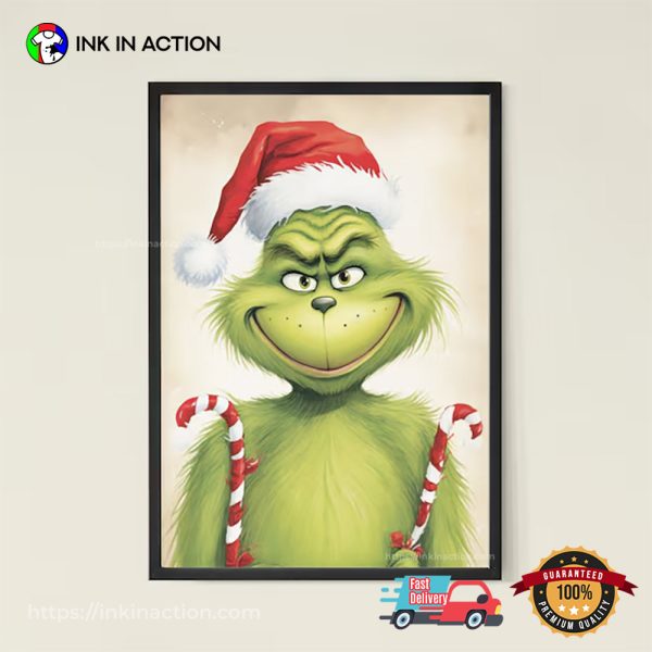 Vintage Grinch Christmas Wall Art Poster