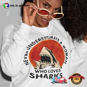 Woman Who Loves Sharks Funny Vintage Shark Lover Shirt