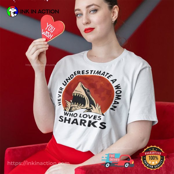 Woman Who Loves Sharks Funny Vintage Shark Lover Shirt