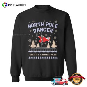 st nicholas day North Pole Dancer Funny Santa T shirt 2