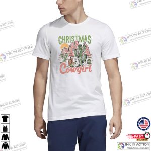 western christmas Cowgirl Retro Holiday T shirt 3