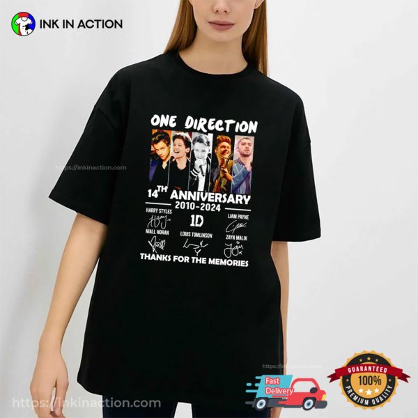 1D One Direction 14th Anniversary 2010-2024 Signatures Shirt