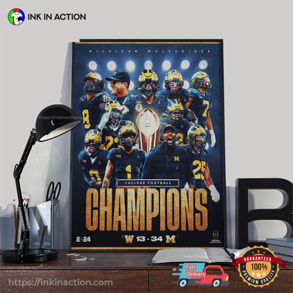 2024 College Football Playoff National Champions Michigan Wolverines Poster