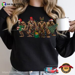 Bigfoot Santa Christmas Lights Shirt