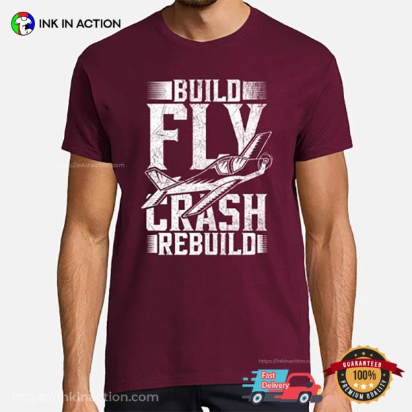 Build Fly Crash Repeat Retro T-shirt