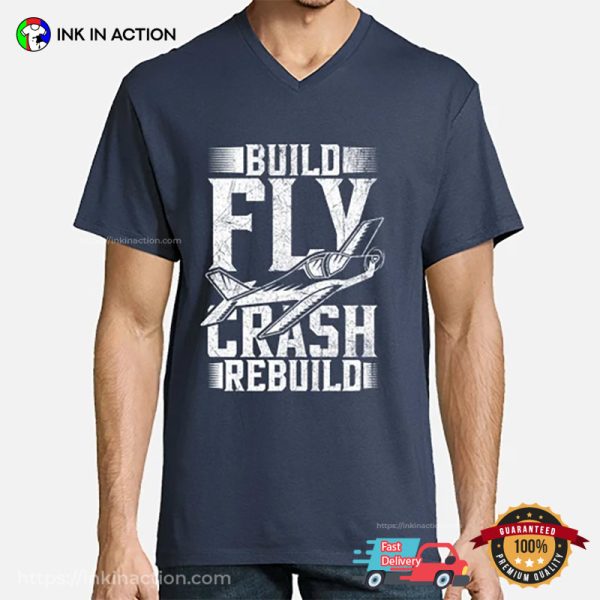 Build Fly Crash Repeat Retro T-shirt